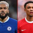 Chelsea defender Reece James and Liverpool defender Trent Alexander-Arnold || Pulse Sports collage