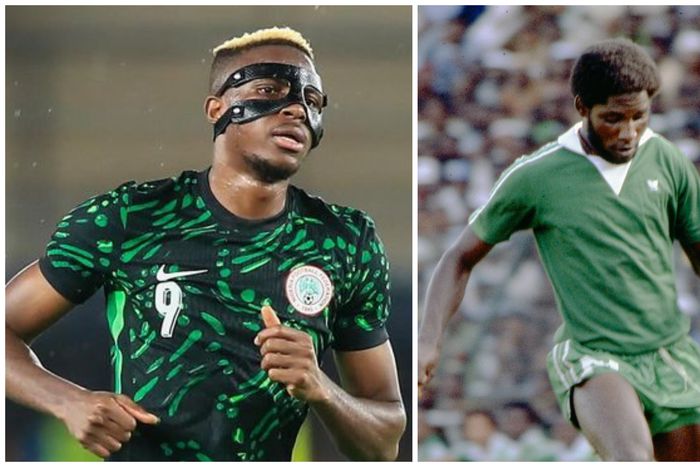 Victor Osimhen (left) matches Segun Odegbami's Super Eagles record.