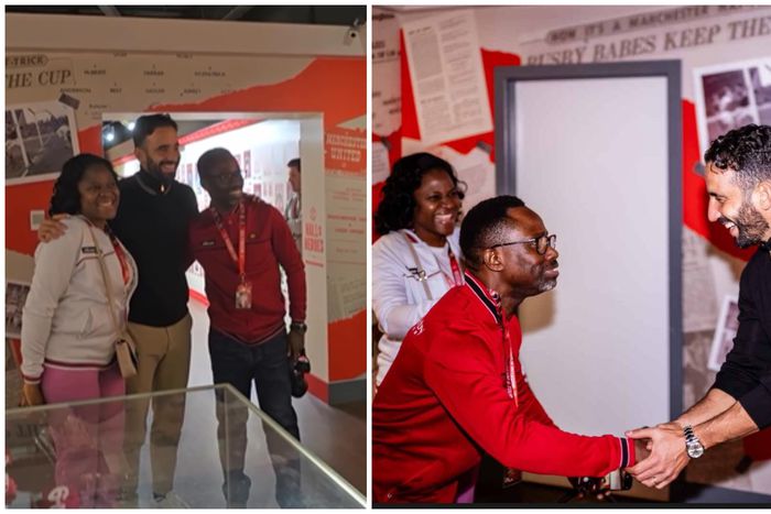 Man United boss Amorim with the couple.