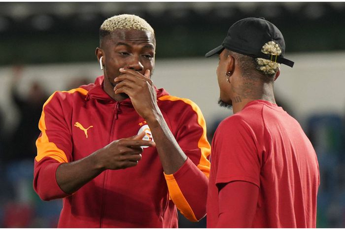 Victor Osimhen and his club mate Mario Lemina before the Nigeria and Gabon head-to-head.