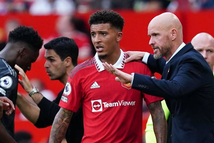 Manchester United manager Erik ten Hag has said there is no timeline on Jadon Sancho's return