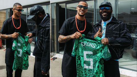 Super Eagles: Ekong gifts Odumodublvck Nigerian jersey