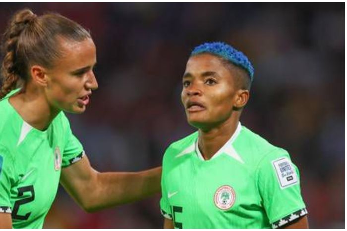 Super Falcons stars Plumptre and Ajibade at the 2023 FIFA Women's World Cup.