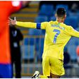 Cristiano Ronaldo celebrates his goal for Al Nassr.