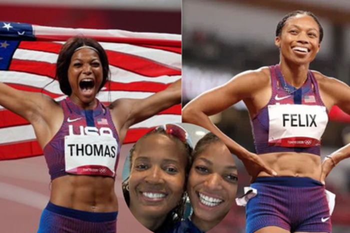 Gabby Thomas mother, Gabby Thomas idol,  Allsyon Felix, Gabby Thomas and Allyson Felix.