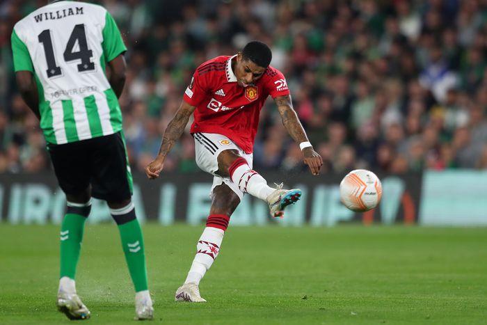 Marcus Rashford scores against Real Betis