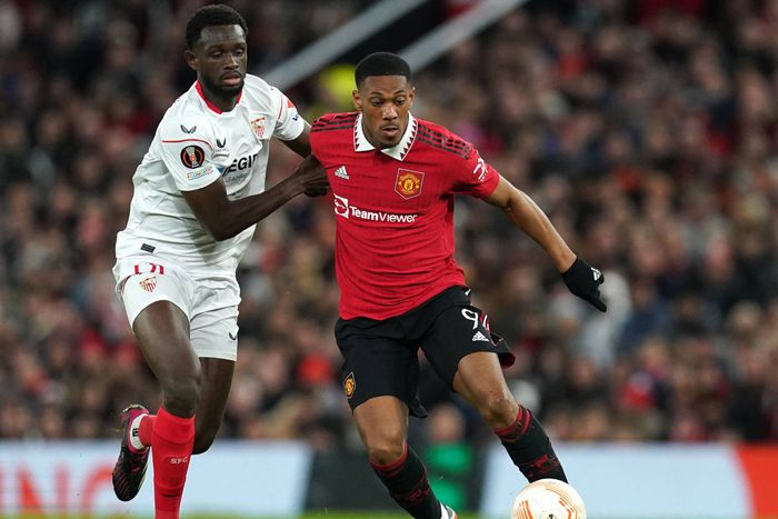 Anthony Martial in action for Manchester United against Sevilla.