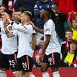 Manchester United celebrate Antony's goal vs Nottingham Forest.