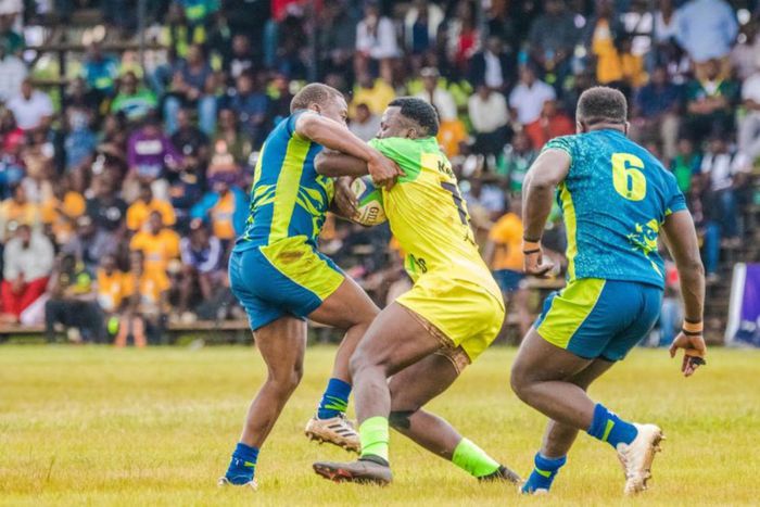 KCB and Kabras Sugar in action during the final of the Enterprise Cup