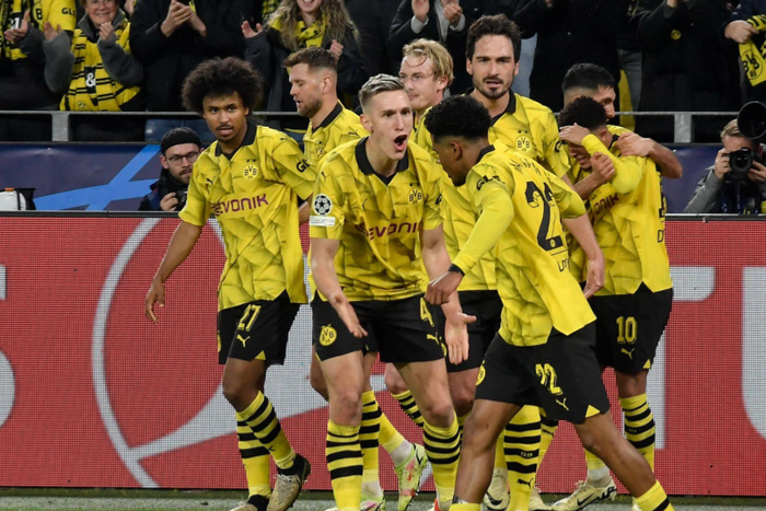 Borussia Dortmund players celebrating their goal against Atletico Madrid || Image credit: Imago