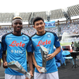 Italian Serie A FootbalL In the photo: pre-match awards ceremony of the 3 MVPs group photo Kim Min Jae (Best Defender), Victor Osimhen (Best Forward ), and Khvicha Kvaratskhelia (Best Overall ) || Image credit: iMAGO