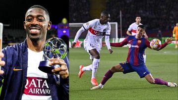 Ousmane Dembele celebrates Man of the Match as PSG knockout Barcelona from Champions League