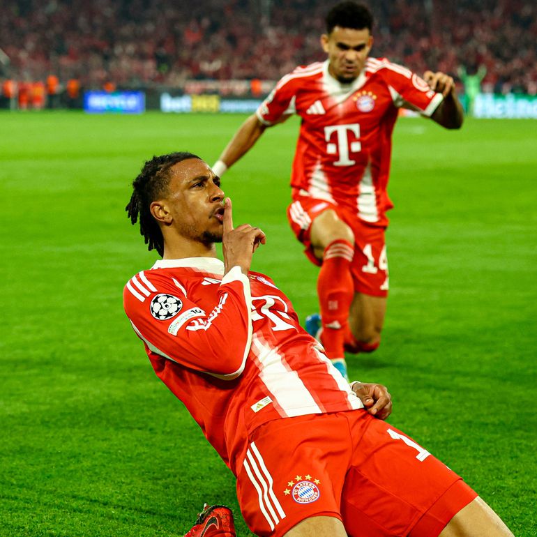 Olise and Diaz celebrate the win against Real Madrid