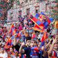 Barca fans celebrate men's and women's teams in style with players in parade