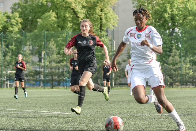 Harambee Starlets midfielder Cynthia Shilwatso on her debut for ZFC Kryvbas of Ukraine.
