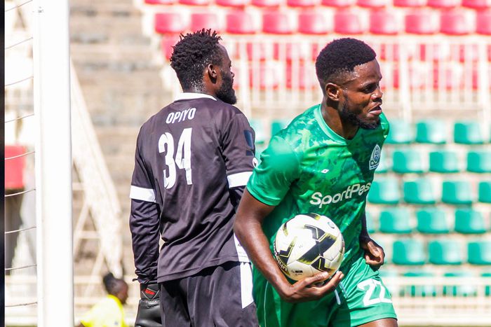 Benson Omala celebrates goal for Gor Mahia.