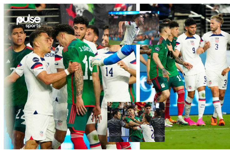 Four red cards dished out by the referee during the game between USA and Mexico