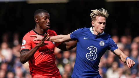 Moises Caicedo in action for Brighton against Chelsea