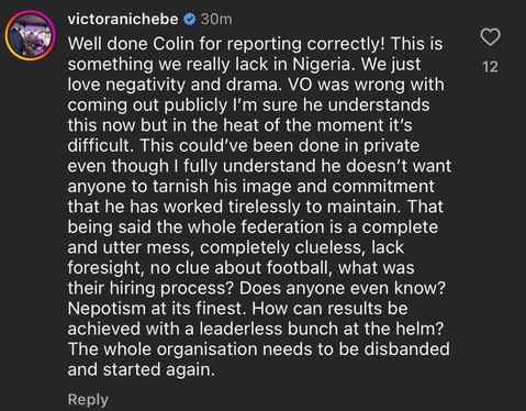 Anichebe's comment on Osimhen's rant || Instagram