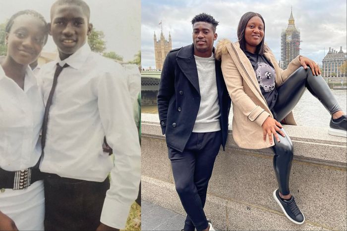 Super Eagles of Nigeria star Taiwo Awoniyi celebrates his wedding anniversary with a throwback photo.