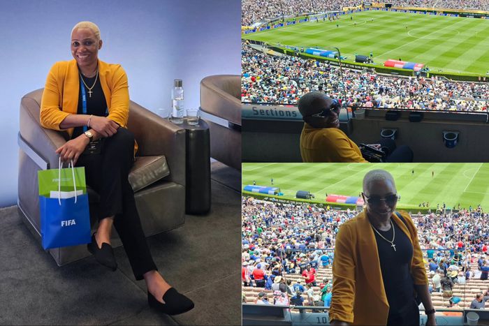 Super Falcons star Onome Ebi shows off attending the FIFA Club World Cup.