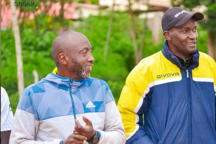 Former AFC Leopards stars Bonface Ambani and Francis Xavier.