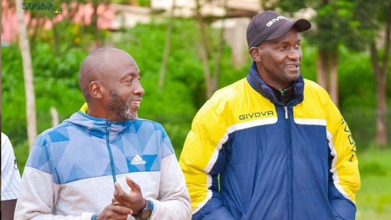 Former AFC Leopards stars Bonface Ambani and Francis Xavier.