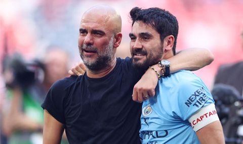 Ilkay Gundogan and Man City boss Pep Guardiola