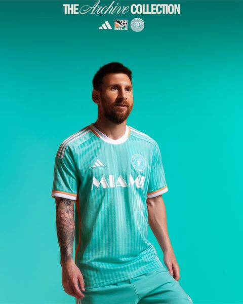 Inspired by the NFL Miami Dolphins, Lionel Messi after his Copa America triumph with Argentina modeled 3rd kit for Inter Miami.