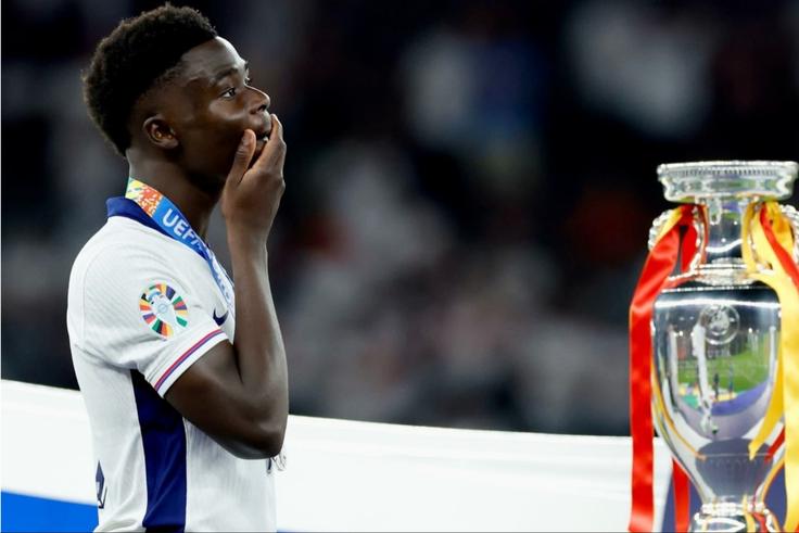 For the 2nd time in the final, Nigerian-born Bukayo Saka explains return from Euro 2024 empty-handed after England's loss to Spain.