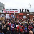 Crystal Palace fans protest demotion by UEFA from Europa League to Conference League.