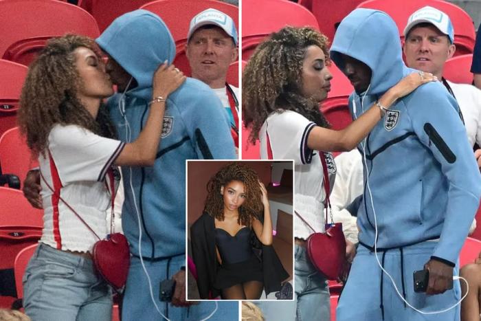 Noni Madueke comforted by girlfriend Nadia Windt after World Cup semifinal snub
