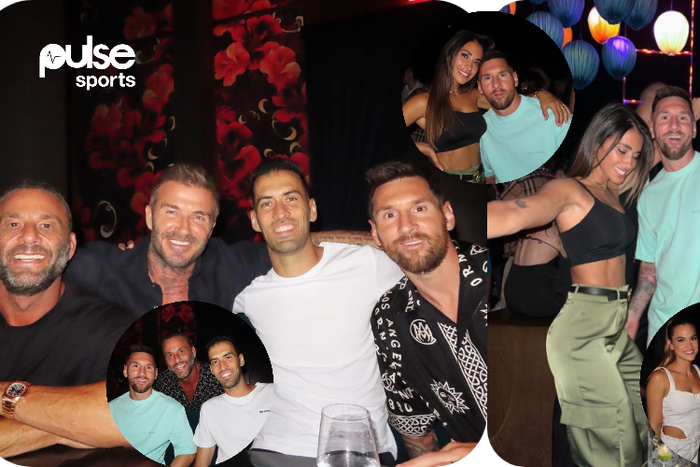 Messi and Beckham celebrating Inter Miami's win || Instagram - davidgrutman and antonelaroccuzzo