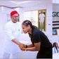 Governor of Imo State Hope Uzodinma welcomes Super Falcons stars Chiamaka Nnadozie, Desire Oparanozie, Osinachi Ohale, and Tochukwu Oluehi.