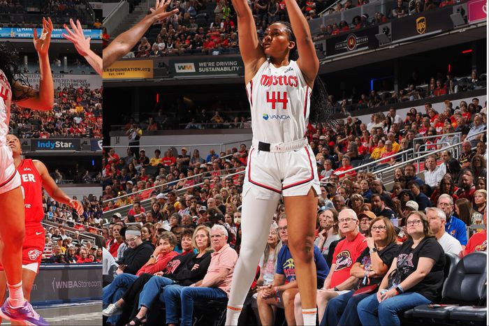 Nigerian-born star Kiki Iriafen makes her 1st WNBA 3-pointer and bags her 11th double-double as the Mystics beat the Fever.