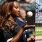 Nigerian Afrobeats star Tems throws out a ceremonial first pitch for the Chicago White Sox against Oakland Athletics.