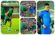 Super Eagles players perform welcoming ritual for new invitees Nathan Tella and Amas Obasogie