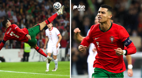 Cristiano Ronaldo reacts to stunning overhead kick, celebrates unbeaten Portugal