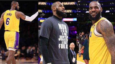 LeBron the brightest star among stars at Lakers home debut