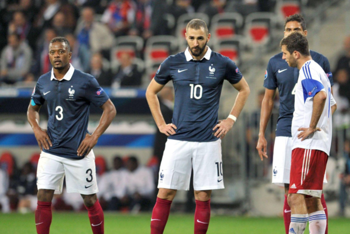 Evra and Benzema in action for France