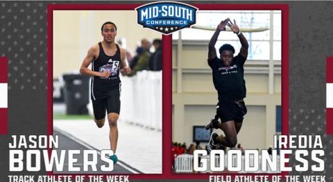 Goodness Iredia named Mid-South Conference Field Athlete of the Week