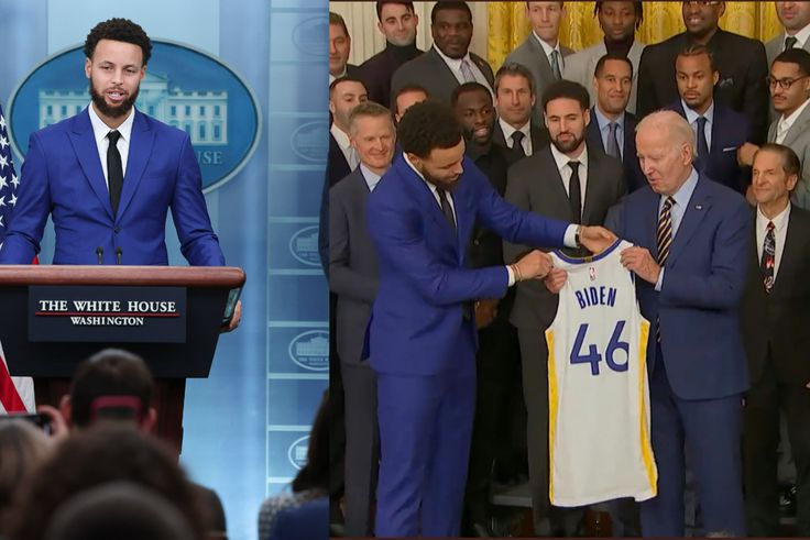 Steph Curry gifts President Biden jersey as Golden State Warriors visit White House