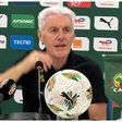 South Africa's football coach, Hugo Broos, at the press conference.