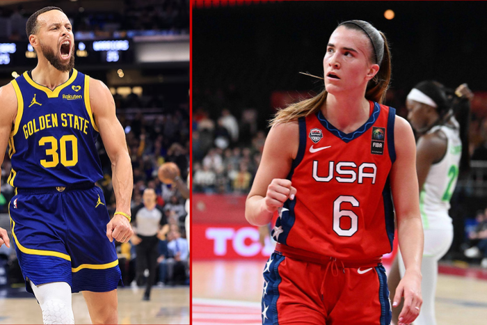 Stephen Curry vs. Sabrina Ionescu: NBA All-star weekend three (3) points shooting contest || Image credit: NBA/Imago