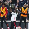 Calvin Bassey with his Fulham teammates at the Craven Cottage.