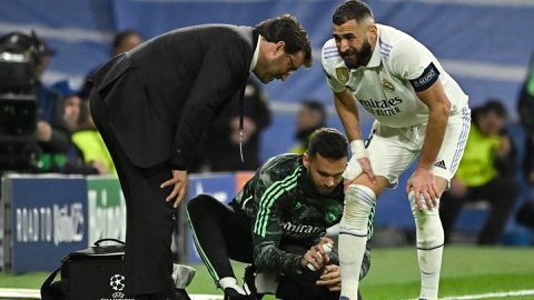 Real Madrid's Benzema picked up an injury while celebrating his goal against Liverpool