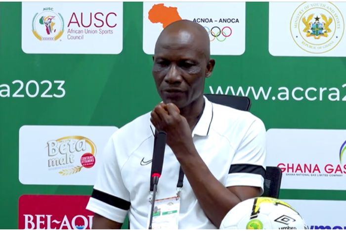 Flying Eagles coach Ladan Bosso during his post-match press conference