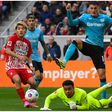 Noah Atubolu watches helplessly against Bayer Leverkusen.