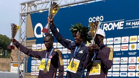 Kenyan men sweep top eight positions at Rome Marathon as women claim podium
