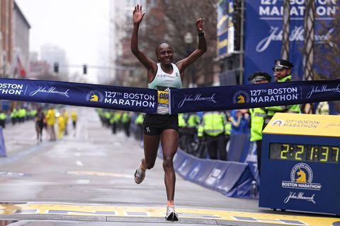 Helen Obiri notches first marathon victory in Boston